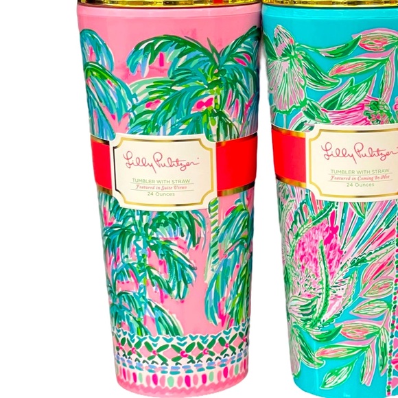 Lilly Pulitzer Tumbler with Straw Featured in Suite Views 24oz - NEW! - Picture 6 of 8